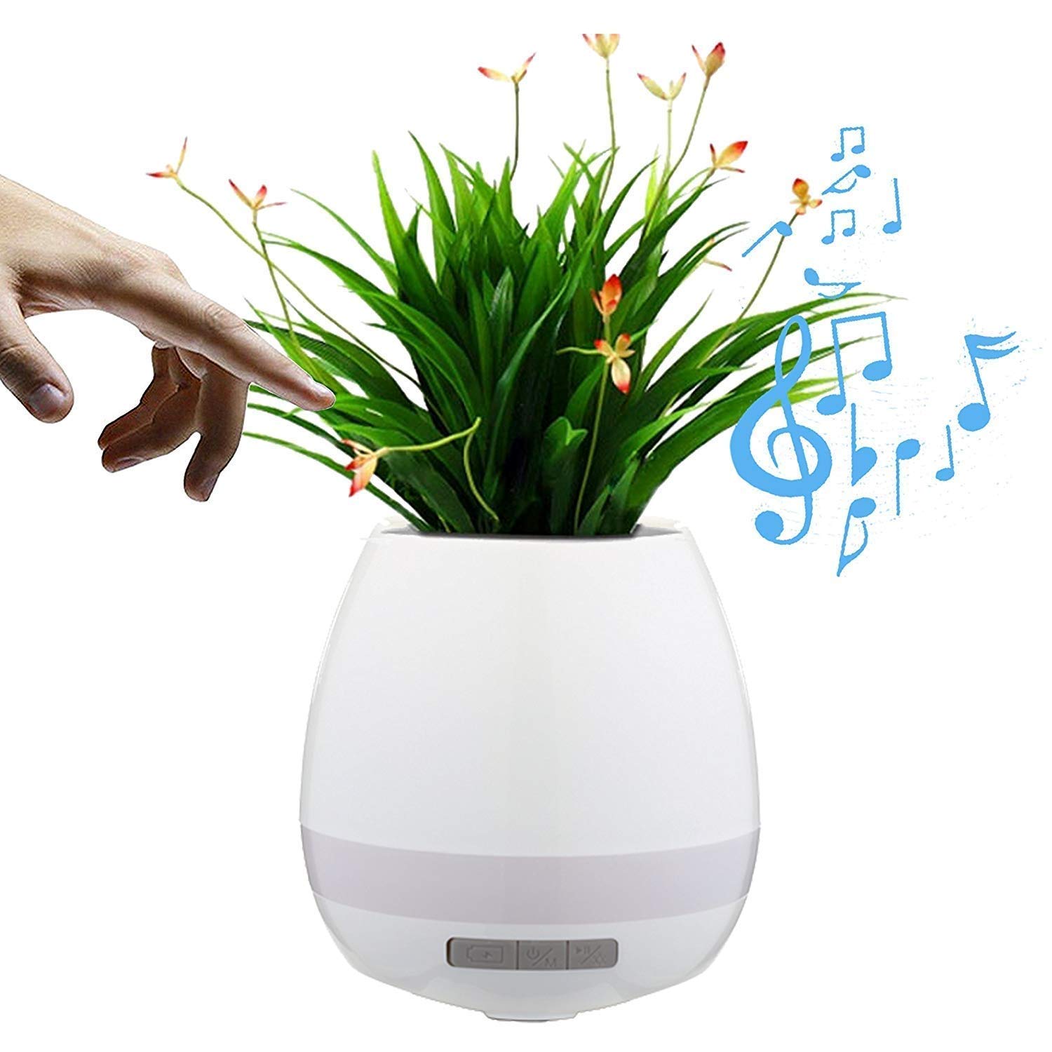 Smart Music Wireless Flower Pot Vase Touch Plant LED Lamp Bluetooth Speaker Bass 