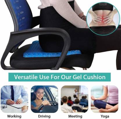 Black Cooling Big Seat Cushion with 2 Nonslip Covers Breathable Honeycomb Design Egg Seat Cushion for Tailbone Back Sciatica Pain Relief Gel Seat Cushion for Long Sitting for Office Chair Car 