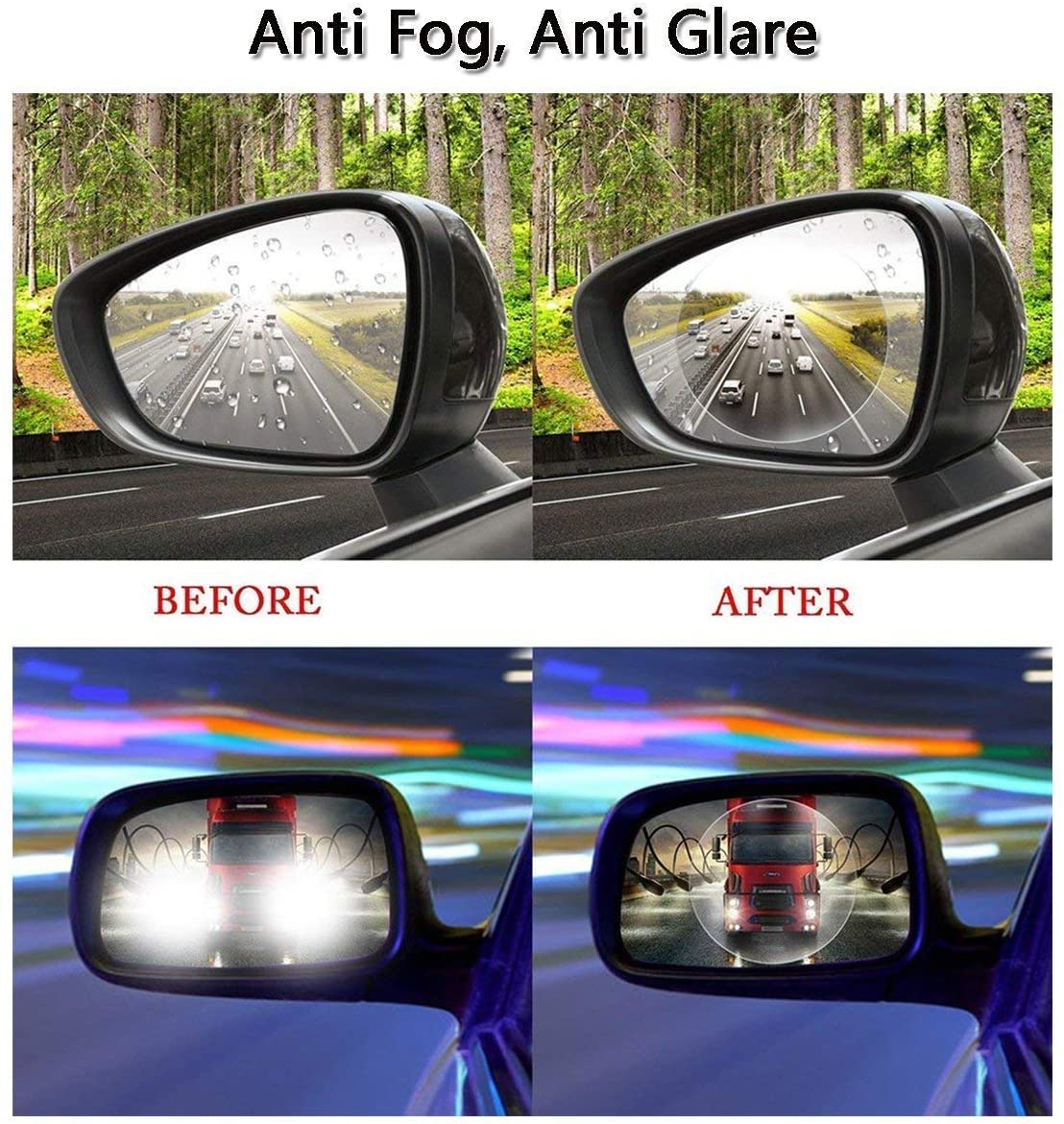 Naisidier 2 Pcs Car Rearview Mirror Rainproof Film Anti Fog Protective Membrane Waterproof Anti Glare PET Film for Car 100mm Round Automotive Car Accessories 