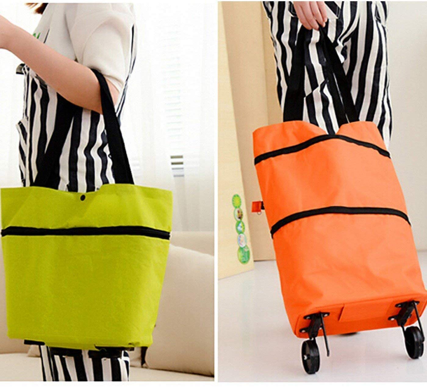 Fashionable Design Large Capacity Waterproof Oxford Cloth Foldable Shopping Trolley Wheel Bag Traval Cart Luggage Bag 